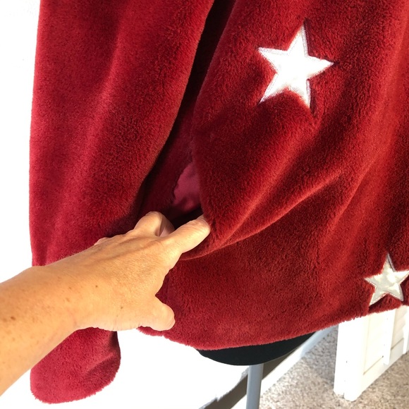 ⭐️ Shein Faux Fur Star Print Hoodie Jacket Coat size SMALL - Picture 9 of 16